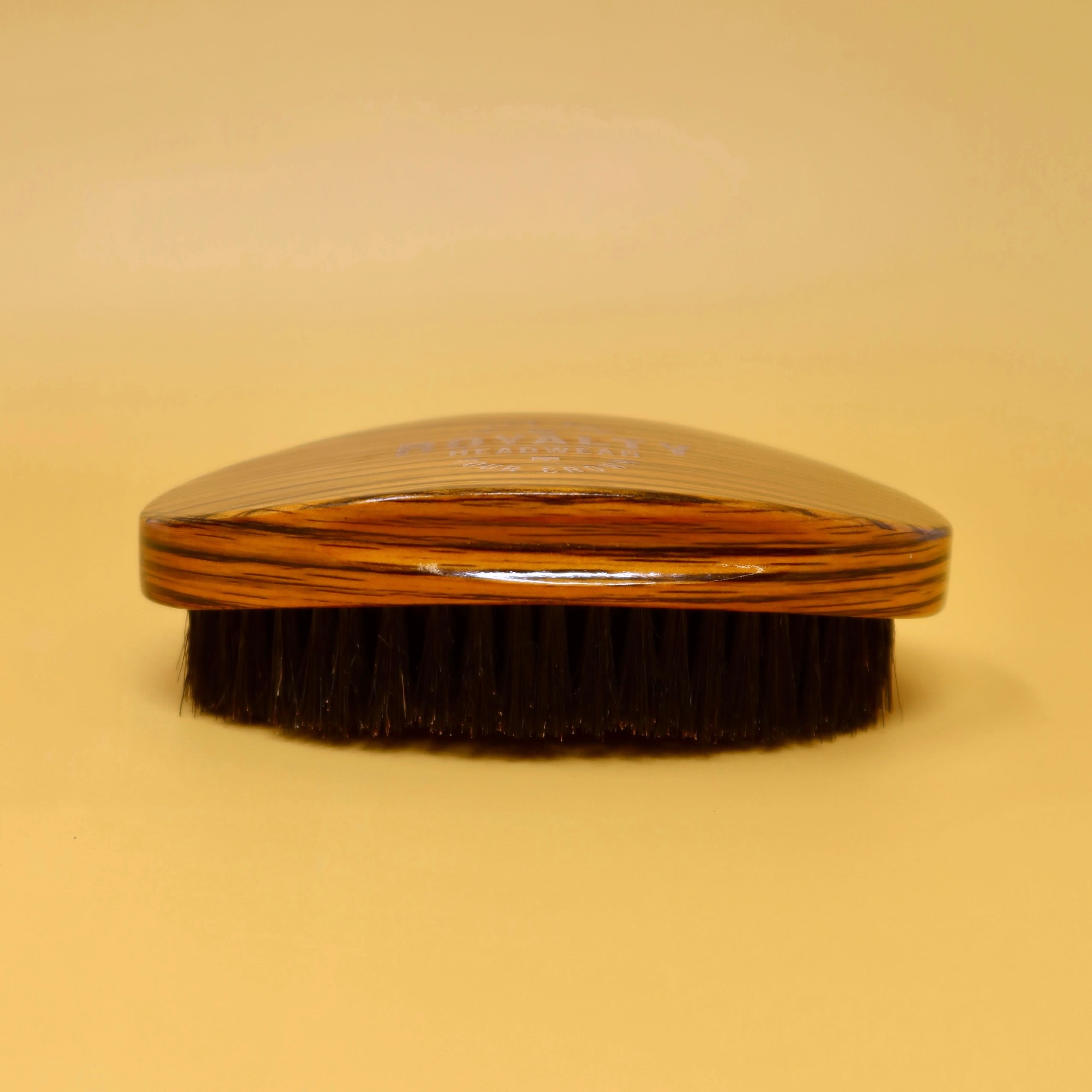 Curved wooden palm wave brush for 360 wave training and definition
