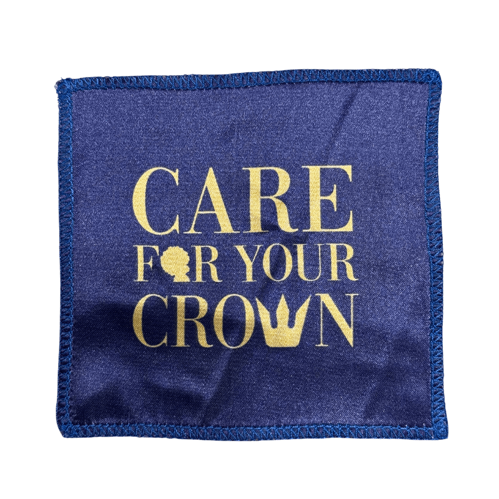 Navy blue Royalty Headwear 360 Wave Crown Patch with gold print, ideal for enhancing crown compression and supporting deeper 360 waves.