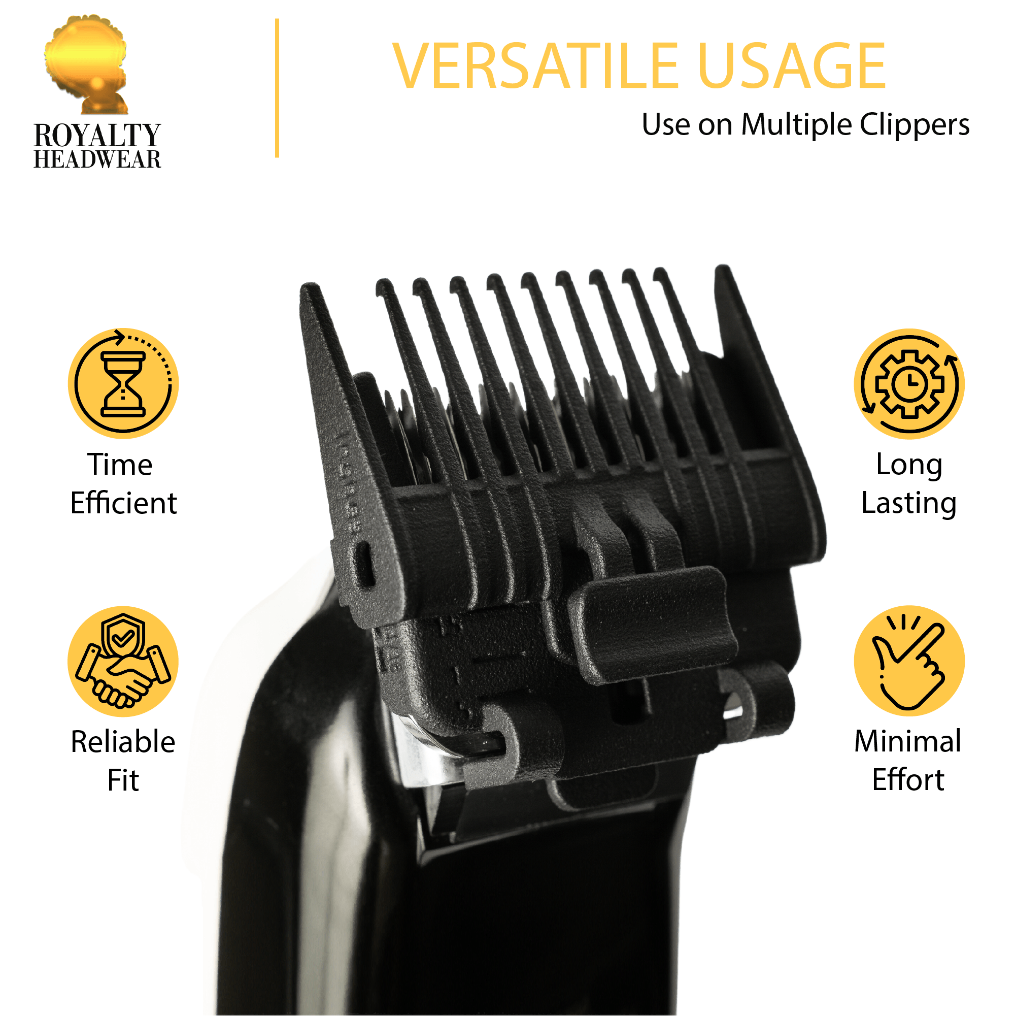 3-in-1 clipper guard tool for precise fades with Royalty branding