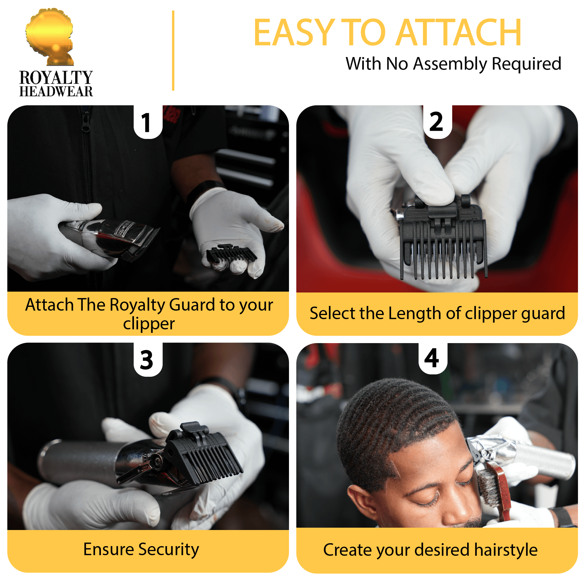 The Royalty Clipper Guard: 3 in 1 Clipper Guard (1.5mm, 3mm, & 4.8mm) by Royalty Headwear