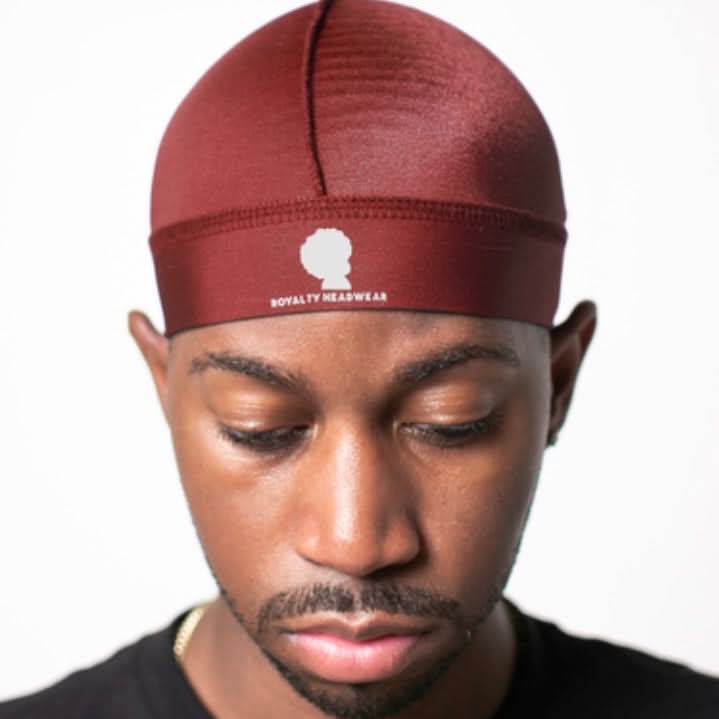 Maroon silky wave cap for wave training and style