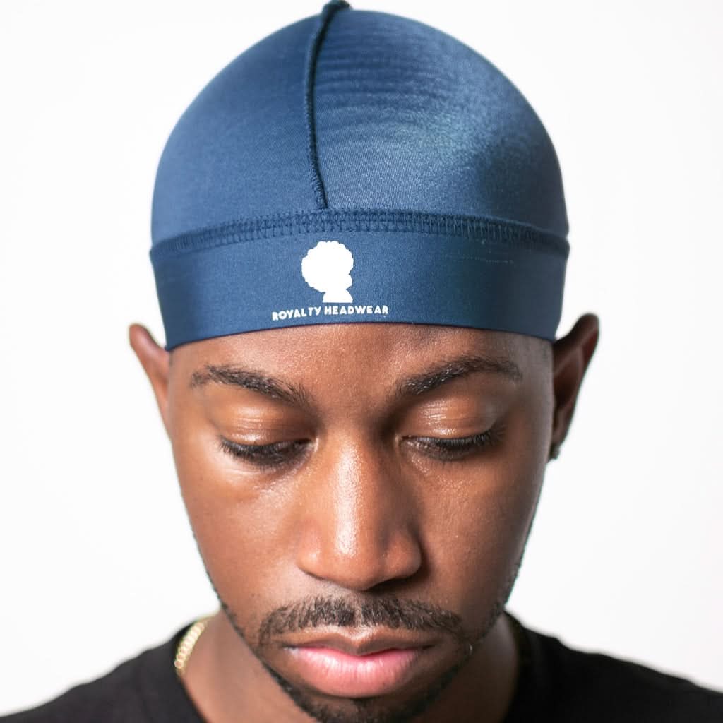Navy silky wave cap for defined 360 waves and compression