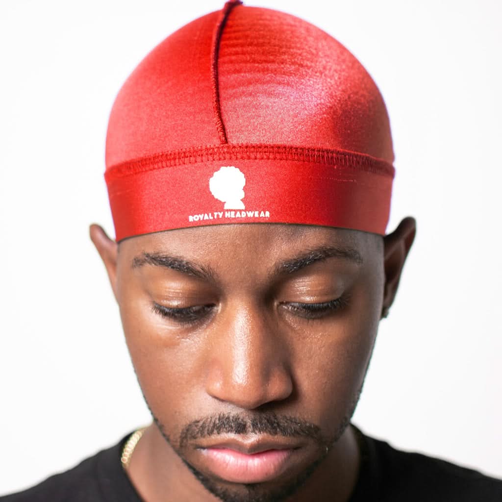 Red silky wave cap for elite wave compression and shine